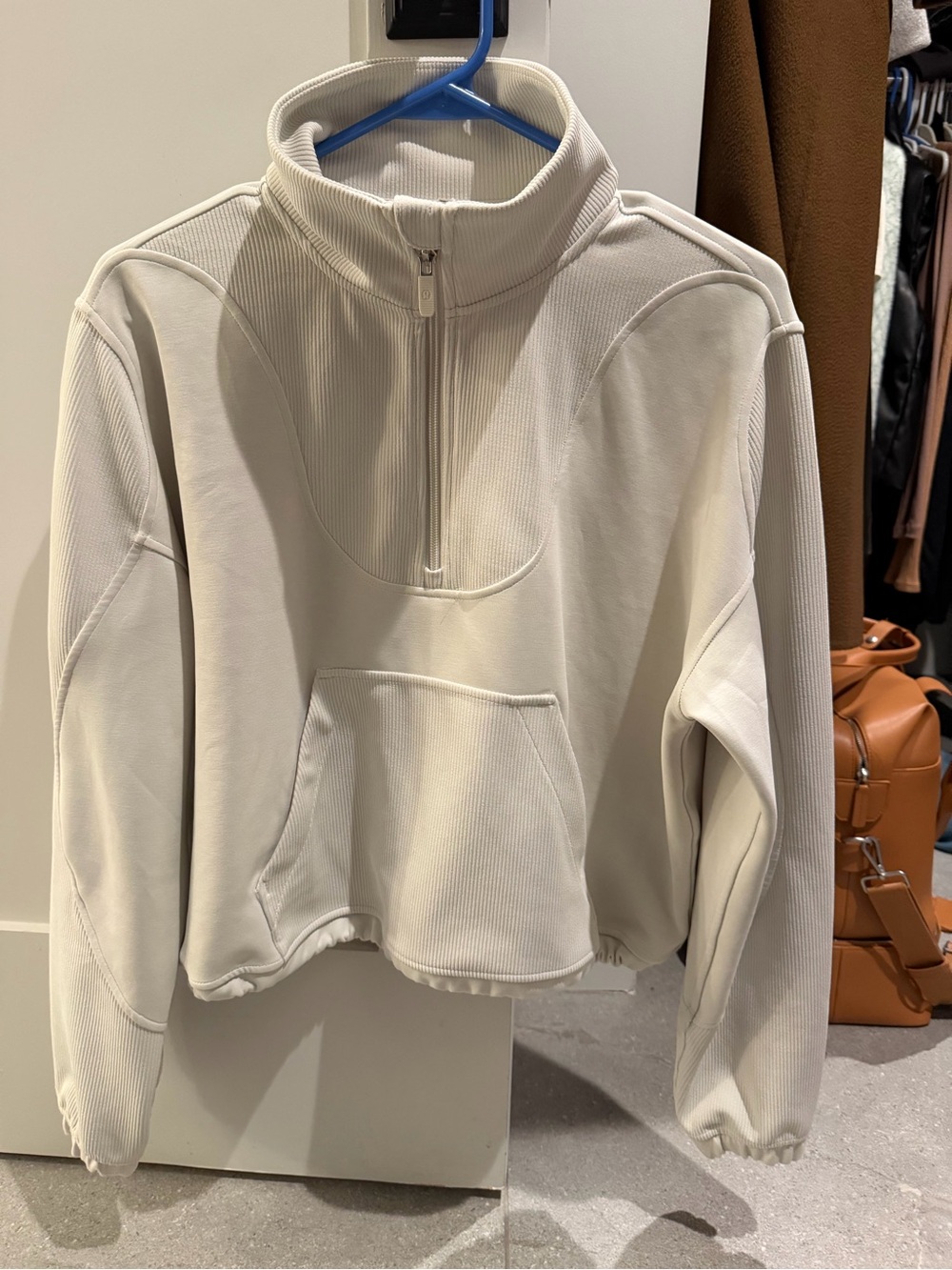 lululemon athletica Cream Quarter-Zip Funnel Neck Pullover